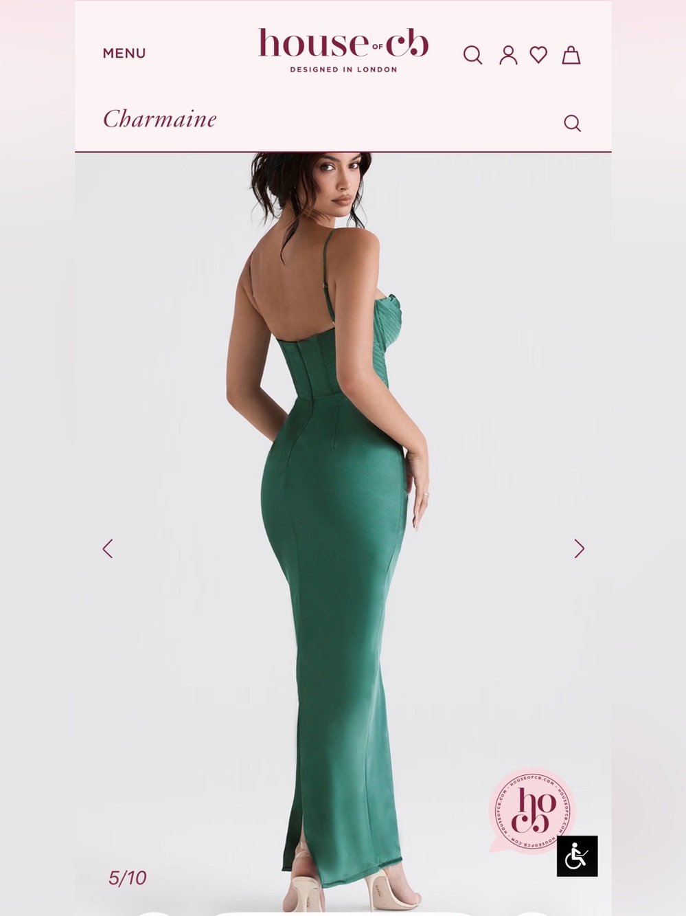 House of CB CHARMAINE Forest Corset Maxi Dress L plus cup $285 - Picture 8 of 8